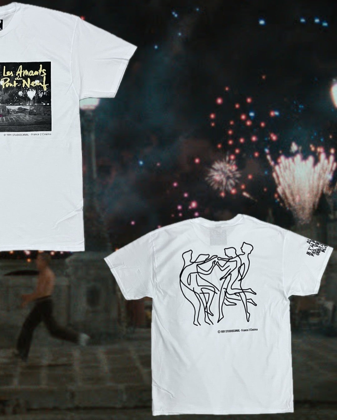 【Les Amants du Pont-Neuf】The Lovers on the Bridge T-shirt (Photo&Neon)/WHITE【SCENE0】