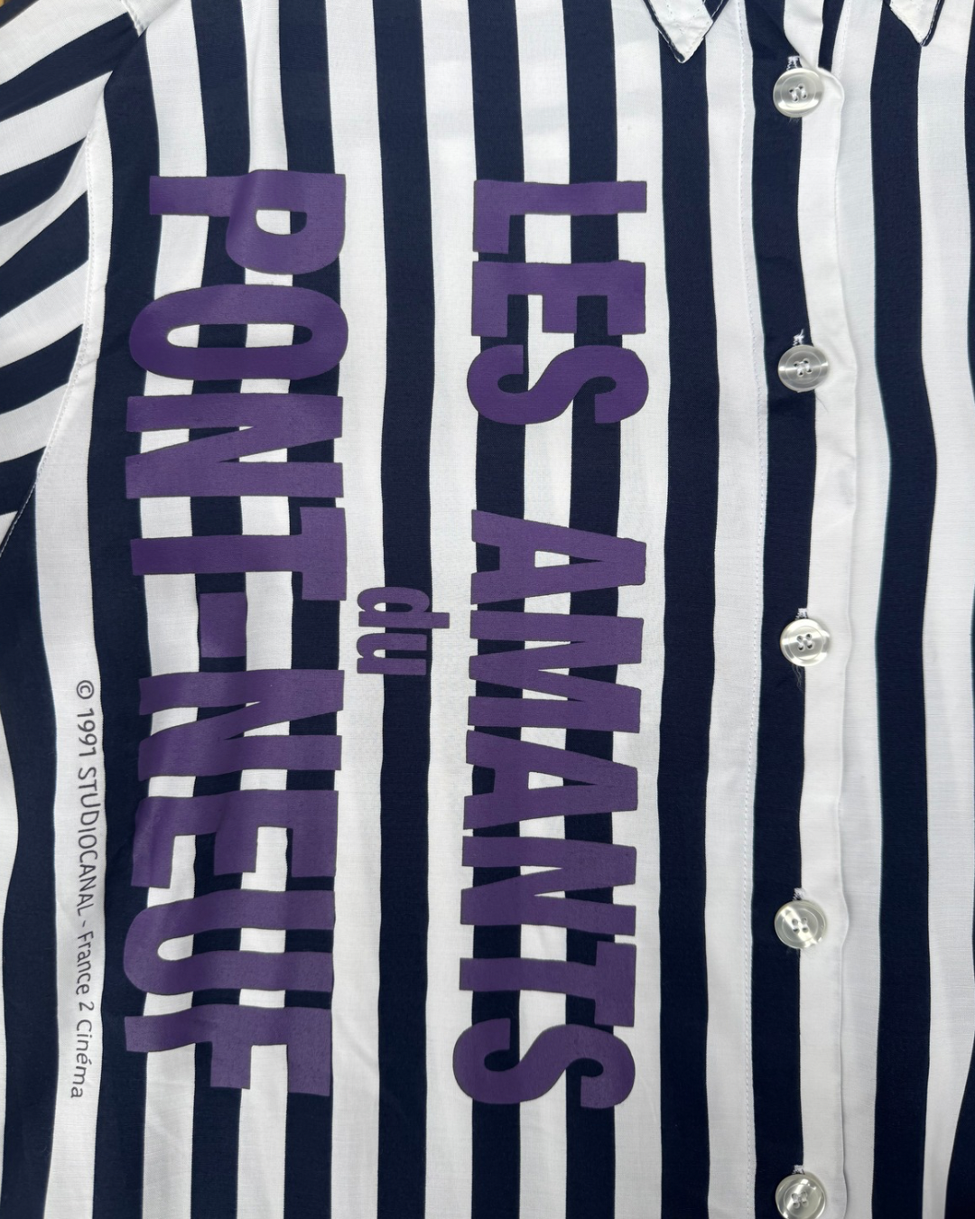 【Les Amants du Pont-Neuf】Silk Stripe Shirt(Title&/Letter/Words)/NAVY × WHITE ST【ONE&ONLY/one-off】