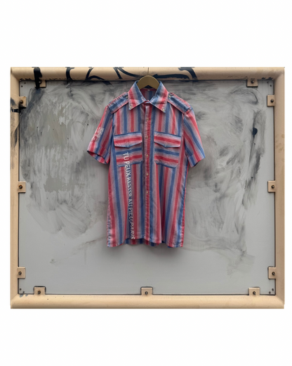 【Les Amants du Pont-Neuf】Multicolor Stripe Shirt(Title&/Letter/Words)/PINK × BLUE × RED ST【ONE&ONLY/one-off】