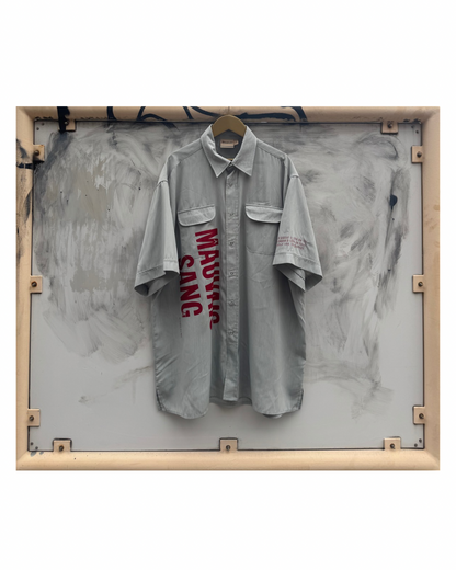 【MAUVAIS SANG】Short-sleeved Shirt (Title&Run/Words)/PALE GREEN/【ONE&ONLY/one-off】