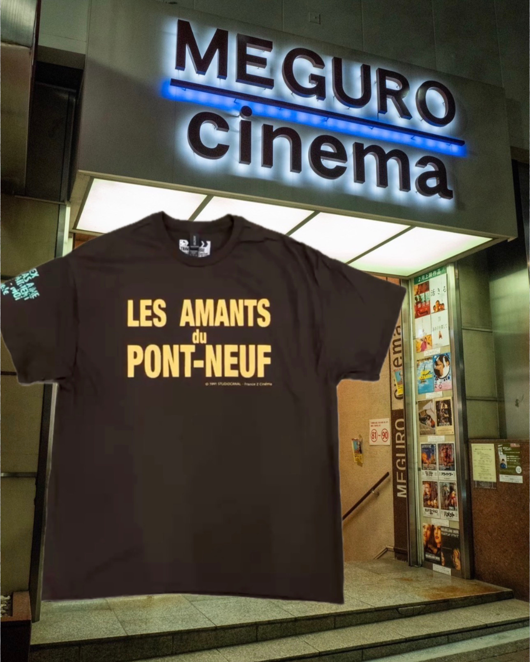 【Les Amants du Pont-Neuf】Les Amants du Pont-Neuf T-shirt (Title&Neon)/BROWN【SCENE0】