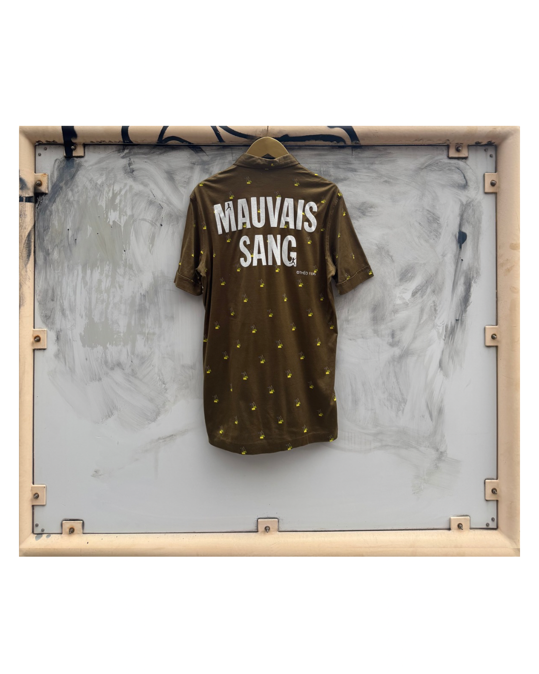 【MAUVAIS SANG】Polo Shirt (Title&Run/Words)/KHAKI/【ONE&ONLY/one-off】