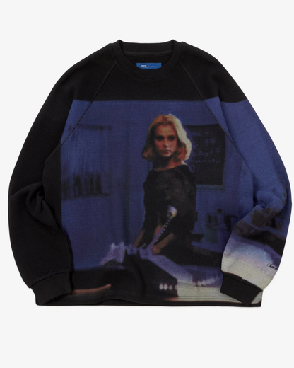 【PARIS,TEXAS】Booth 4 Waffle Sweatshirt(OVERSIZE) /BLACK"Official"【SCRT】