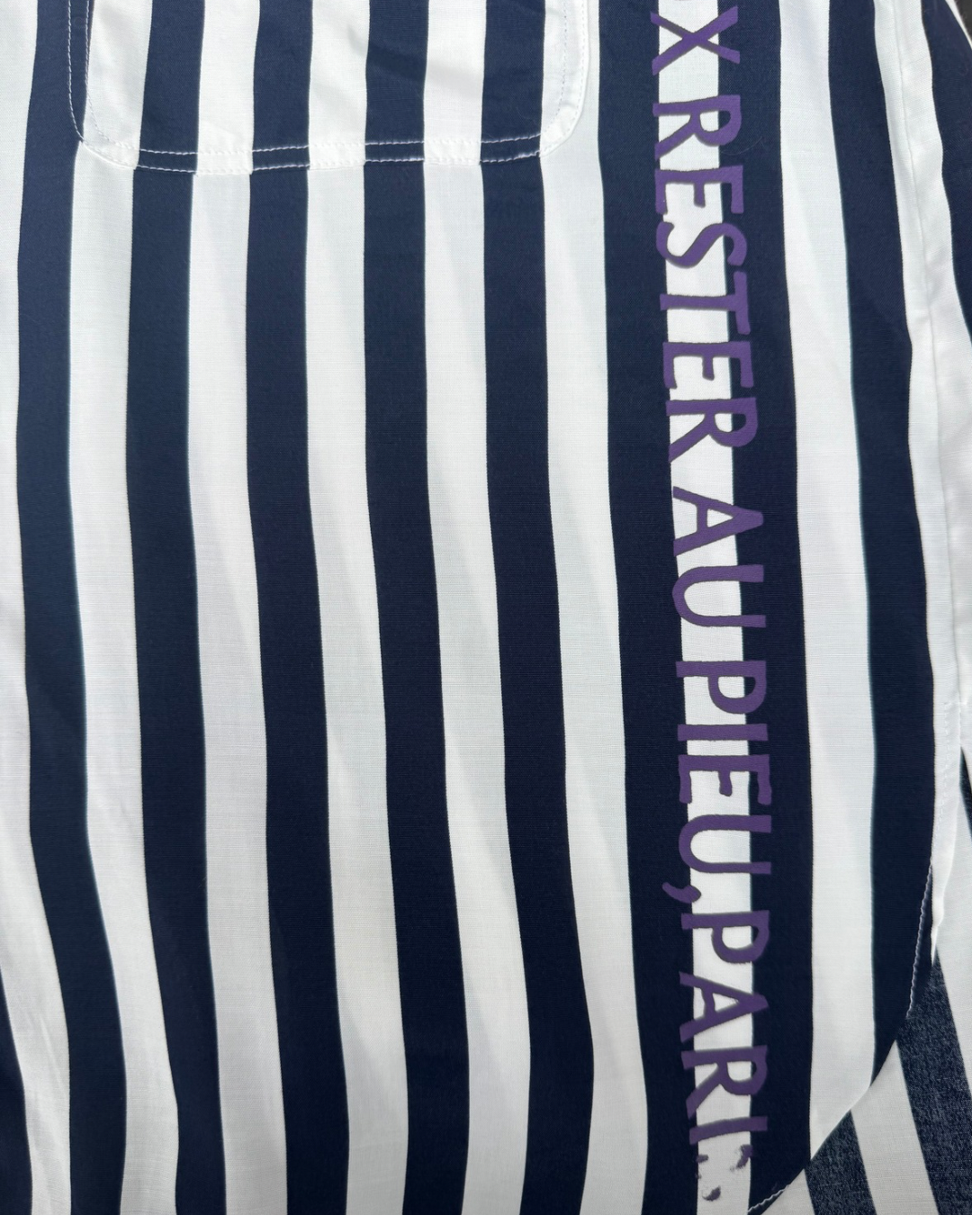 【Les Amants du Pont-Neuf】Silk Stripe Shirt(Title&/Letter/Words)/NAVY × WHITE ST【ONE&ONLY/one-off】
