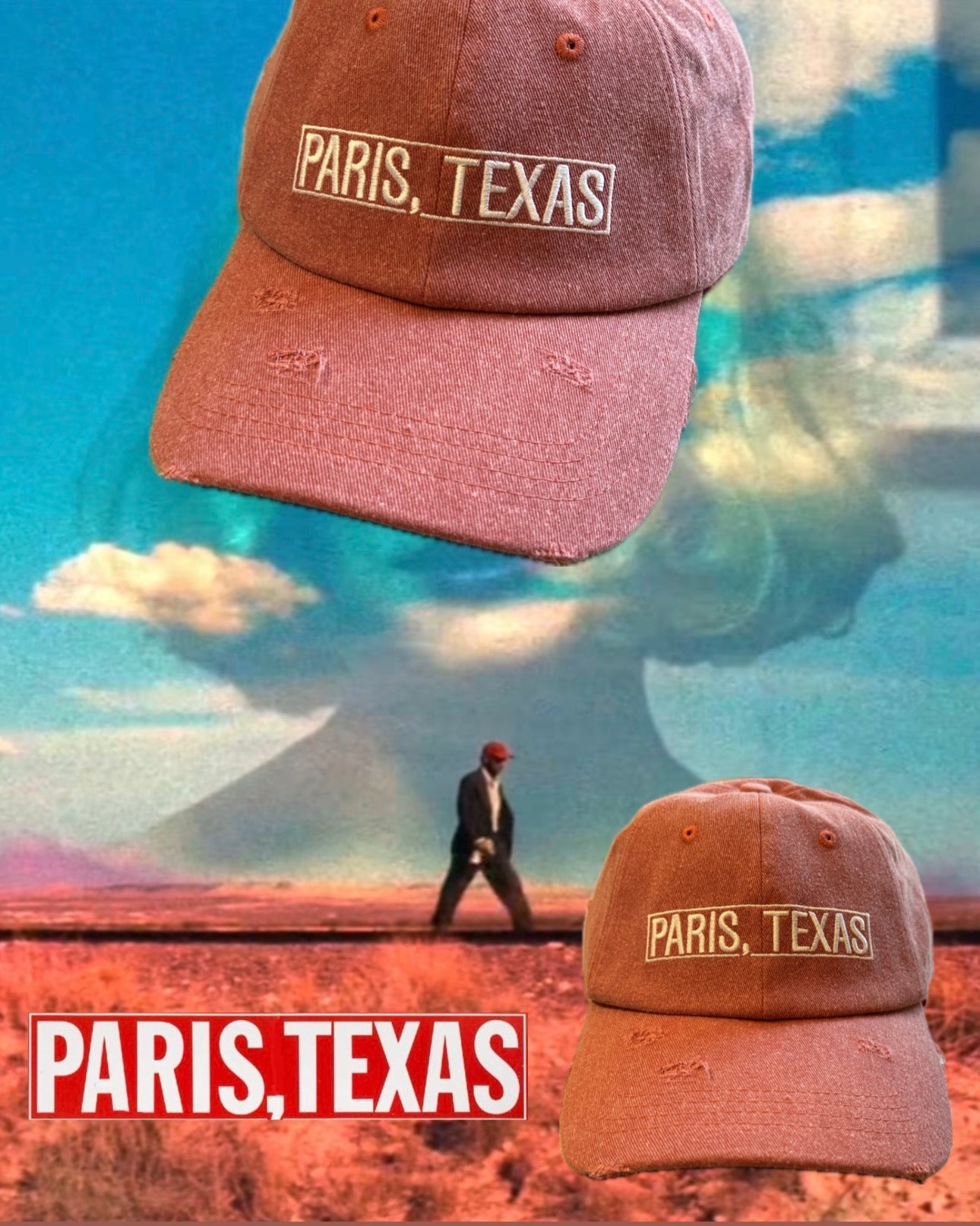 【PARIS,TEXAS】Travis Dad Cap/FADE RED" Official"【SCRT】