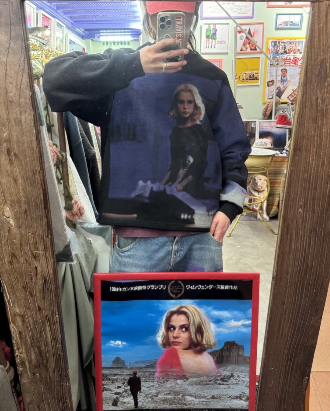 【PARIS,TEXAS】Booth 4 Waffle Sweatshirt(OVERSIZE) /BLACK"Official"【SCRT】