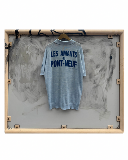 【Les Amants du Pont-Neuf】Knit Polo Shirt(Title&/Letter/Words)/PINK × BLUE × RED ST【ONE&ONLY/one-off】