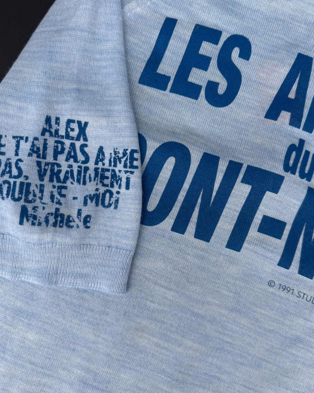 【Les Amants du Pont-Neuf】Knit Polo Shirt(Title&/Letter/Words)/PINK × BLUE × RED ST【ONE&ONLY/one-off】
