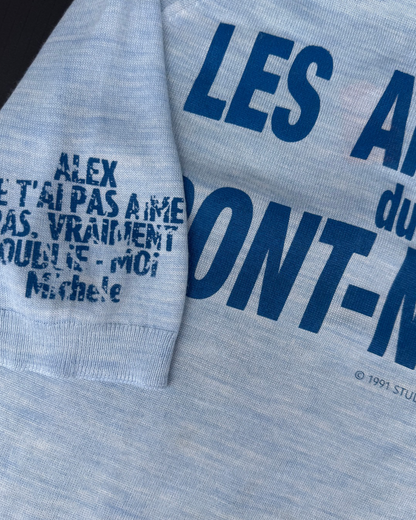 【Les Amants du Pont-Neuf】Knit Polo Shirt(Title&/Letter/Words)/PINK × BLUE × RED ST【ONE&ONLY/one-off】