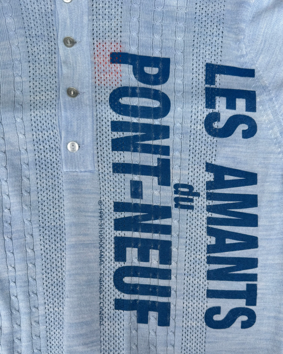 【Les Amants du Pont-Neuf】Knit Polo Shirt(Title&/Letter/Words)/PINK × BLUE × RED ST【ONE&ONLY/one-off】