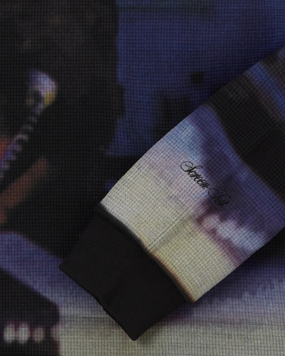 【PARIS,TEXAS】Booth 4 Waffle Sweatshirt(OVERSIZE) /BLACK"Official"【SCRT】