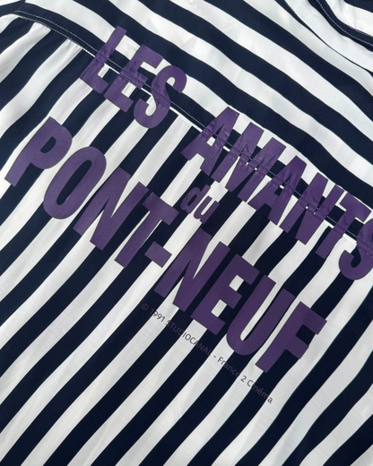 【Les Amants du Pont-Neuf】Silk Stripe Shirt(Title&/Letter/Words)/NAVY × WHITE ST【ONE&ONLY/one-off】