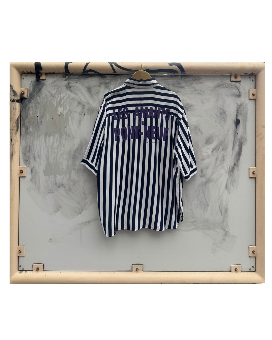 【Les Amants du Pont-Neuf】Silk Stripe Shirt(Title&/Letter/Words)/NAVY × WHITE ST【ONE&ONLY/one-off】