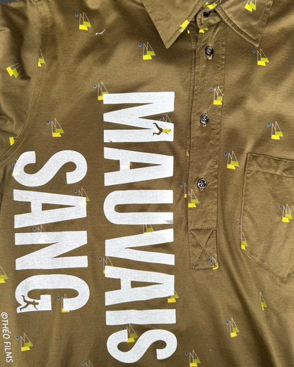 【MAUVAIS SANG】Polo Shirt (Title&Run/Words)/KHAKI/【ONE&ONLY/one-off】