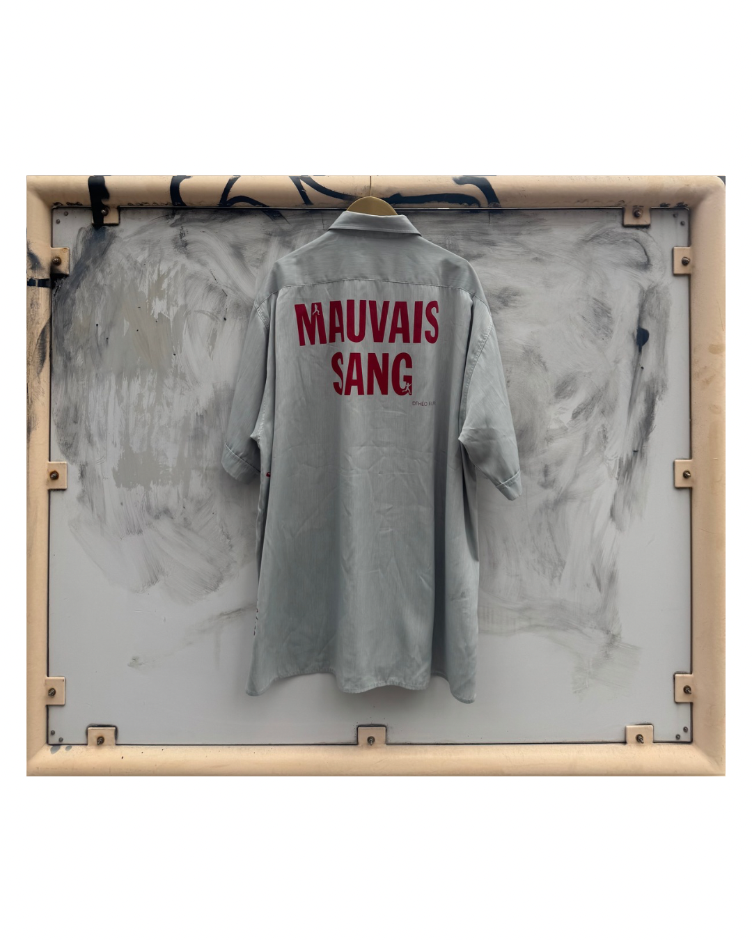 【MAUVAIS SANG】Short-sleeved Shirt (Title&Run/Words)/PALE GREEN/【ONE&ONLY/one-off】