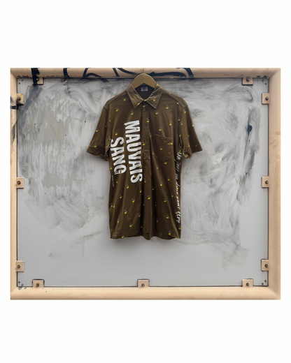 【MAUVAIS SANG】Polo Shirt (Title&Run/Words)/KHAKI/【ONE&ONLY/one-off】
