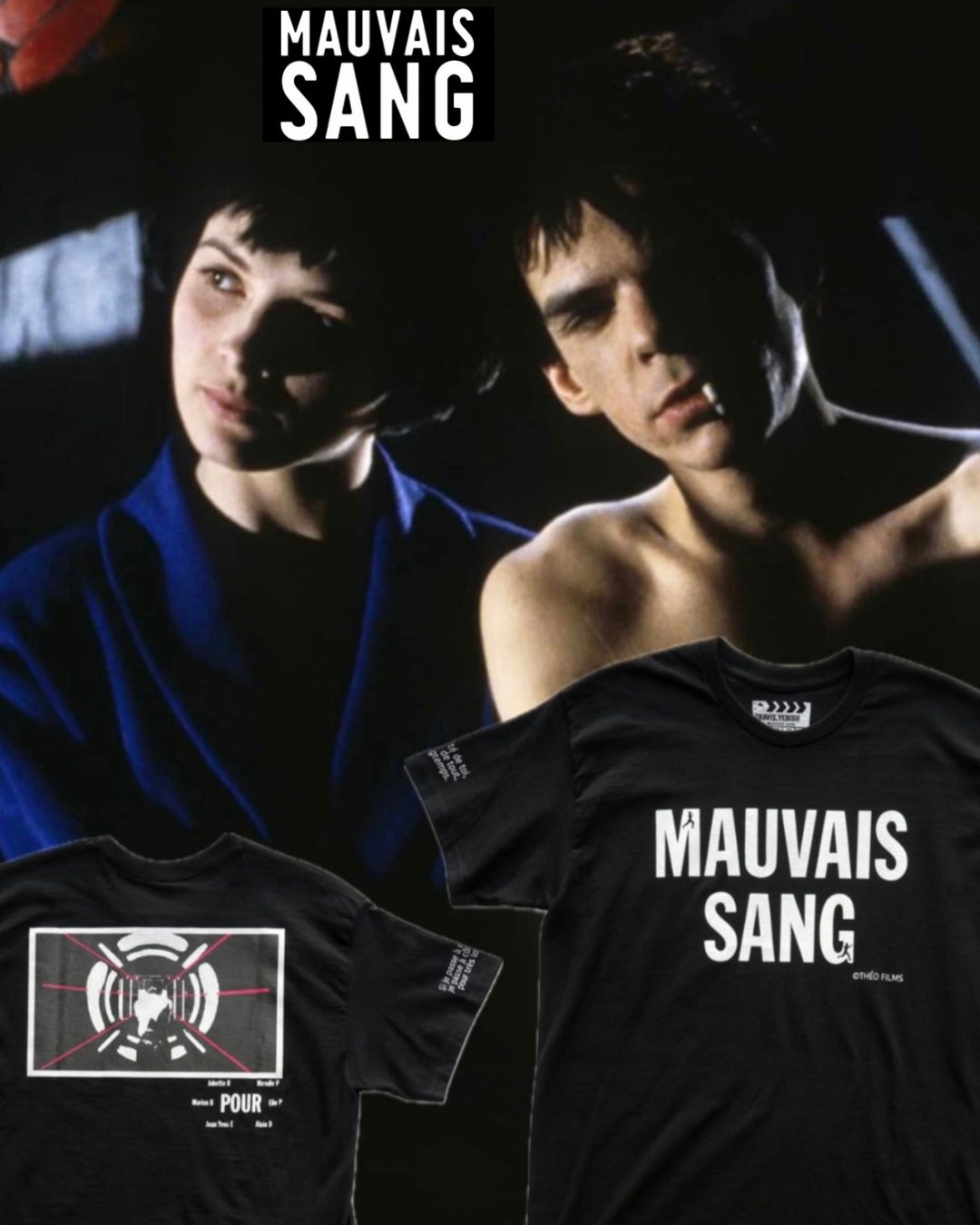 【MAUVAIS SANG】Official T-shirt (Title+Run/Wonder Drug)/BLACK【SCENE0】