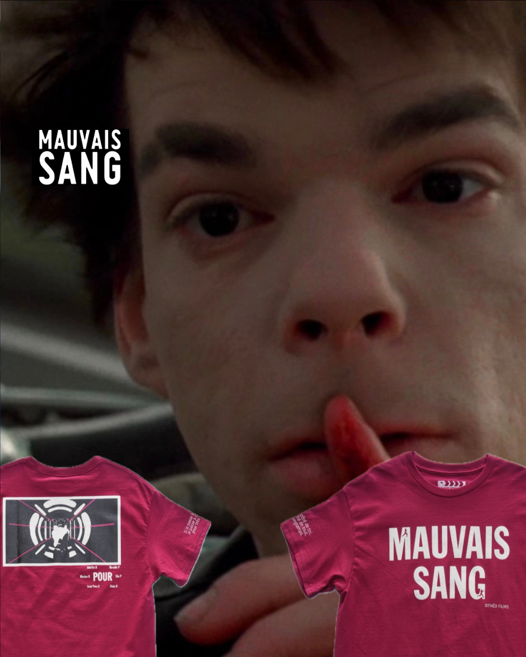 【MAUVAIS SANG】Official T-shirt (Title+Run/Wonder Drug)/DARK RED【SCENE0】