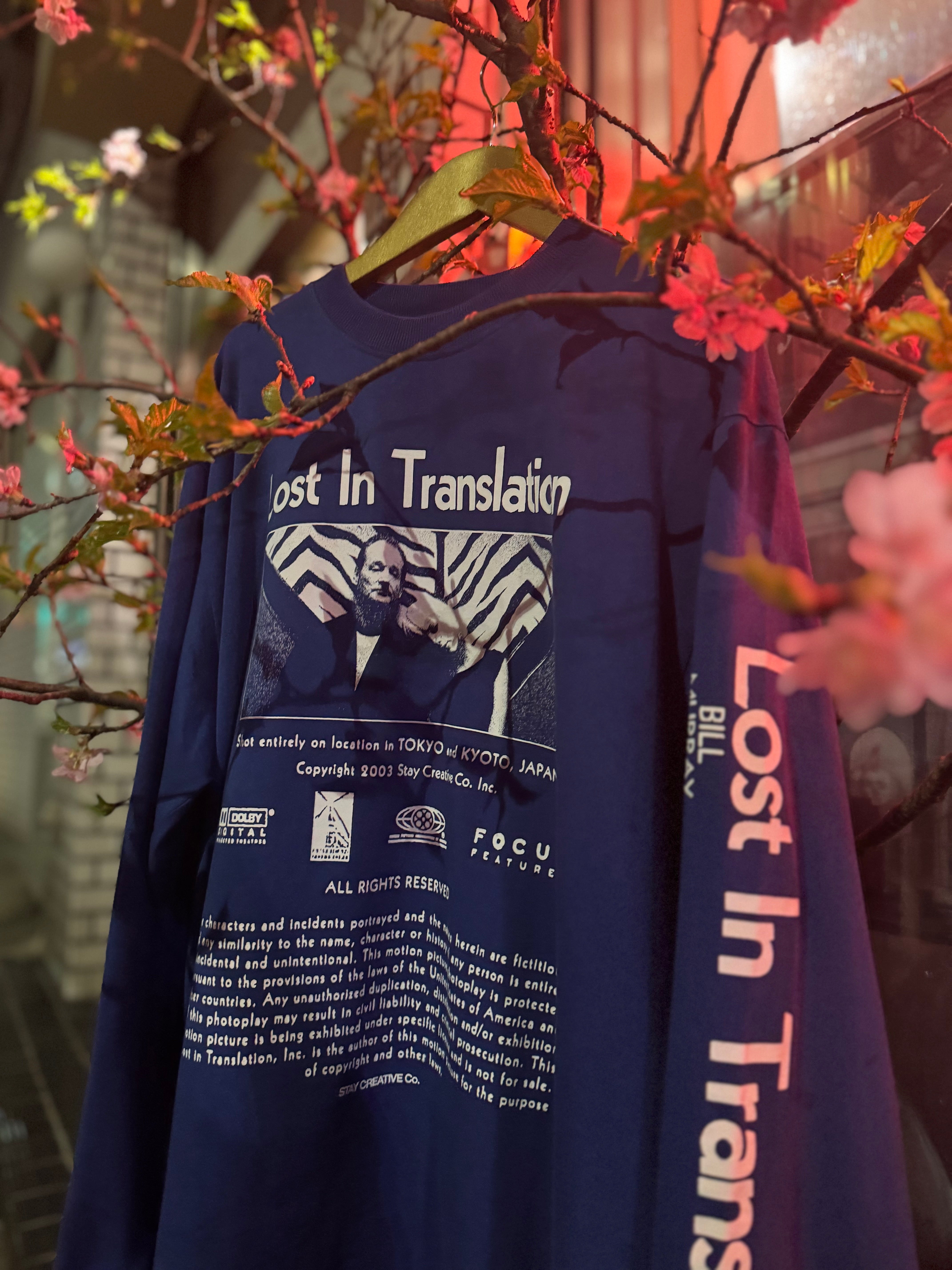 Lost In Translation】Credits Longsleeve T-shirt w)Sticker Set/BLUE