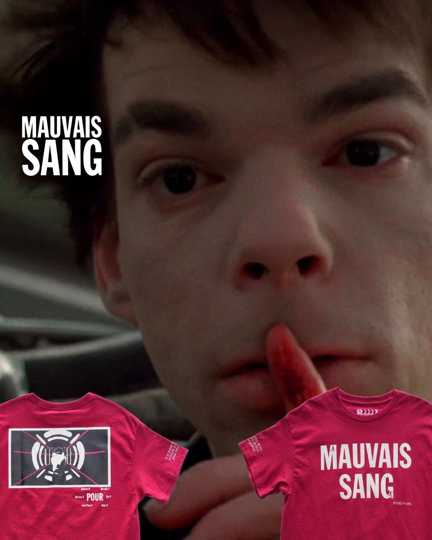 【MAUVAIS SANG】Official T-shirt (Title+Run/Wonder Drug)/DARK RED【SCENE0】