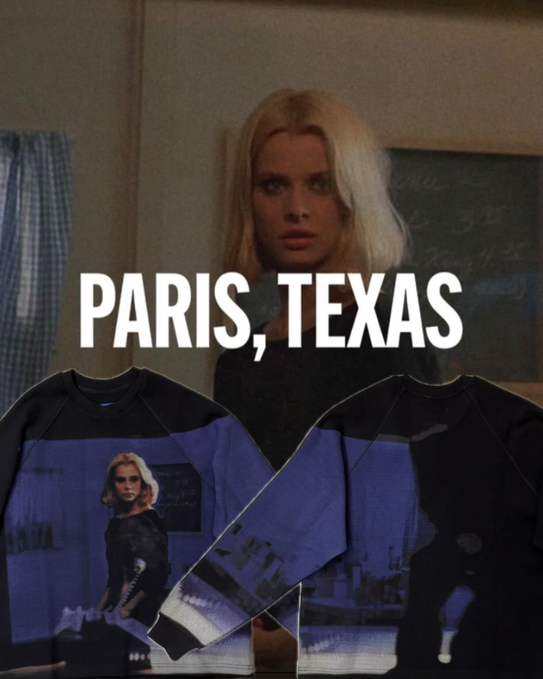 【PARIS,TEXAS】Booth 4 Waffle Sweatshirt(OVERSIZE) /BLACK"Official"【SCRT】