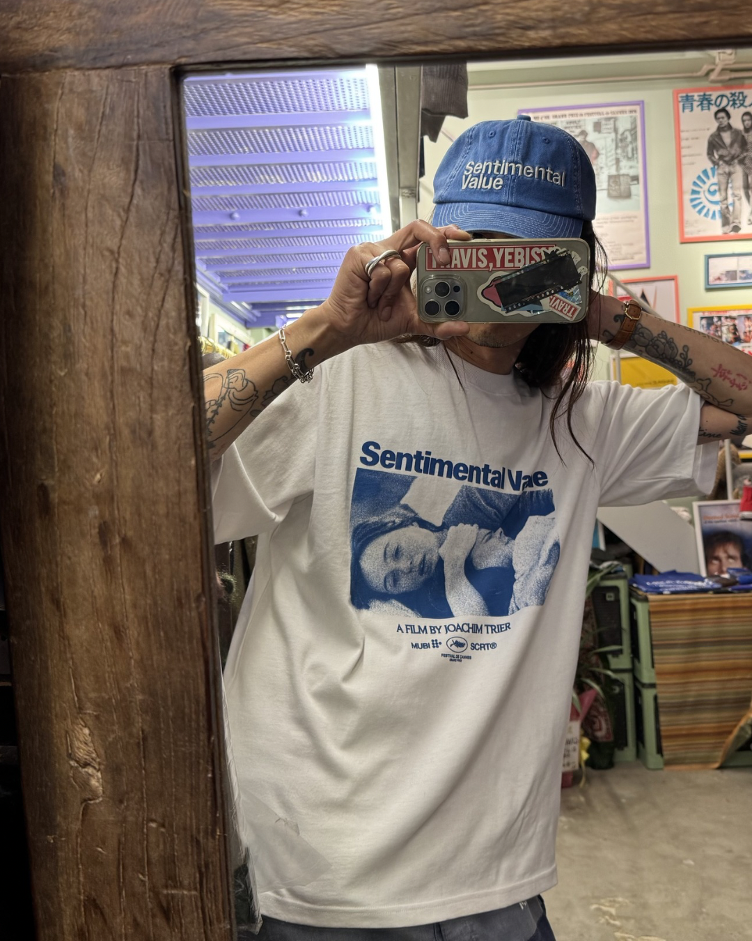 【Sentimental Value】Dad Cap & Sticker Set/BLUE(washed)"Official"【SCRT】