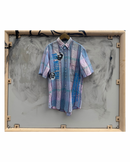 【BOY MEETS GIRL】B.D Check Shirt (Title&Words/Vinyl)/BLUE×PINK【ONE&ONLY/one-off】