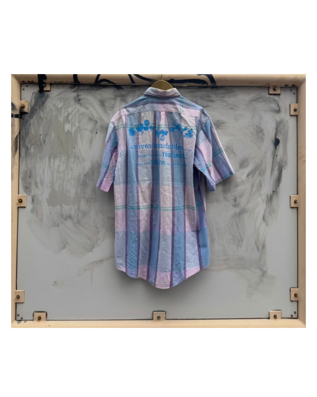 【BOY MEETS GIRL】B.D Check Shirt (Title&Words/Vinyl)/BLUE×PINK【ONE&ONLY/one-off】