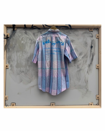 【BOY MEETS GIRL】B.D Check Shirt (Title&Words/Vinyl)/BLUE×PINK【ONE&ONLY/one-off】