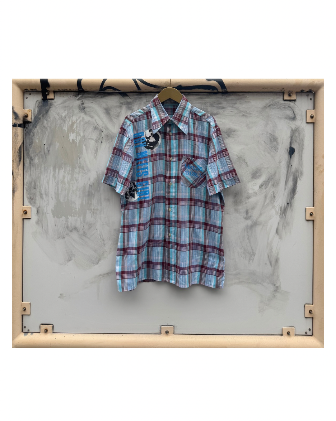 【BOY MEETS GIRL】Check Shirt (Title&Call/Vinyl)/L.BLUE×WINE RED【ONE&ONLY/one-off】