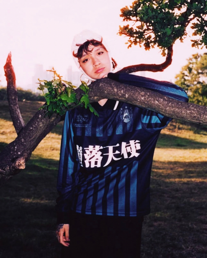 【FALLEN ANGELS】Kowloon Football Jersey /GREEN & BLACK stripe & Sticker Set【SCRT】