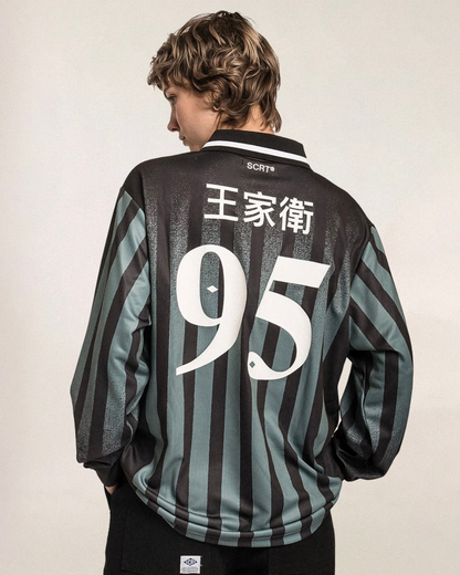 【FALLEN ANGELS】Kowloon Football Jersey /GREEN & BLACK stripe & Sticker Set【SCRT】