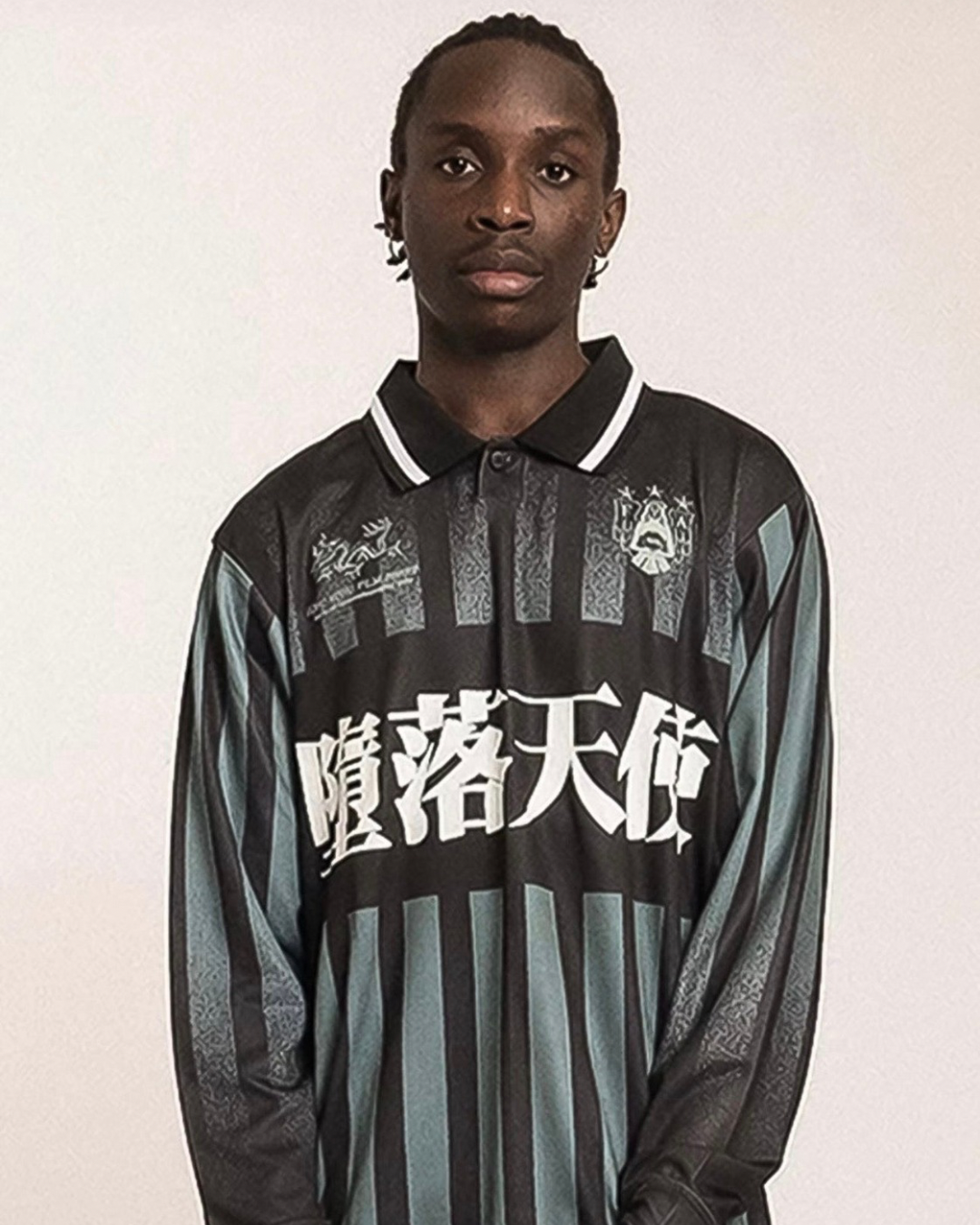【FALLEN ANGELS】Kowloon Football Jersey /GREEN & BLACK stripe & Sticker Set【SCRT】
