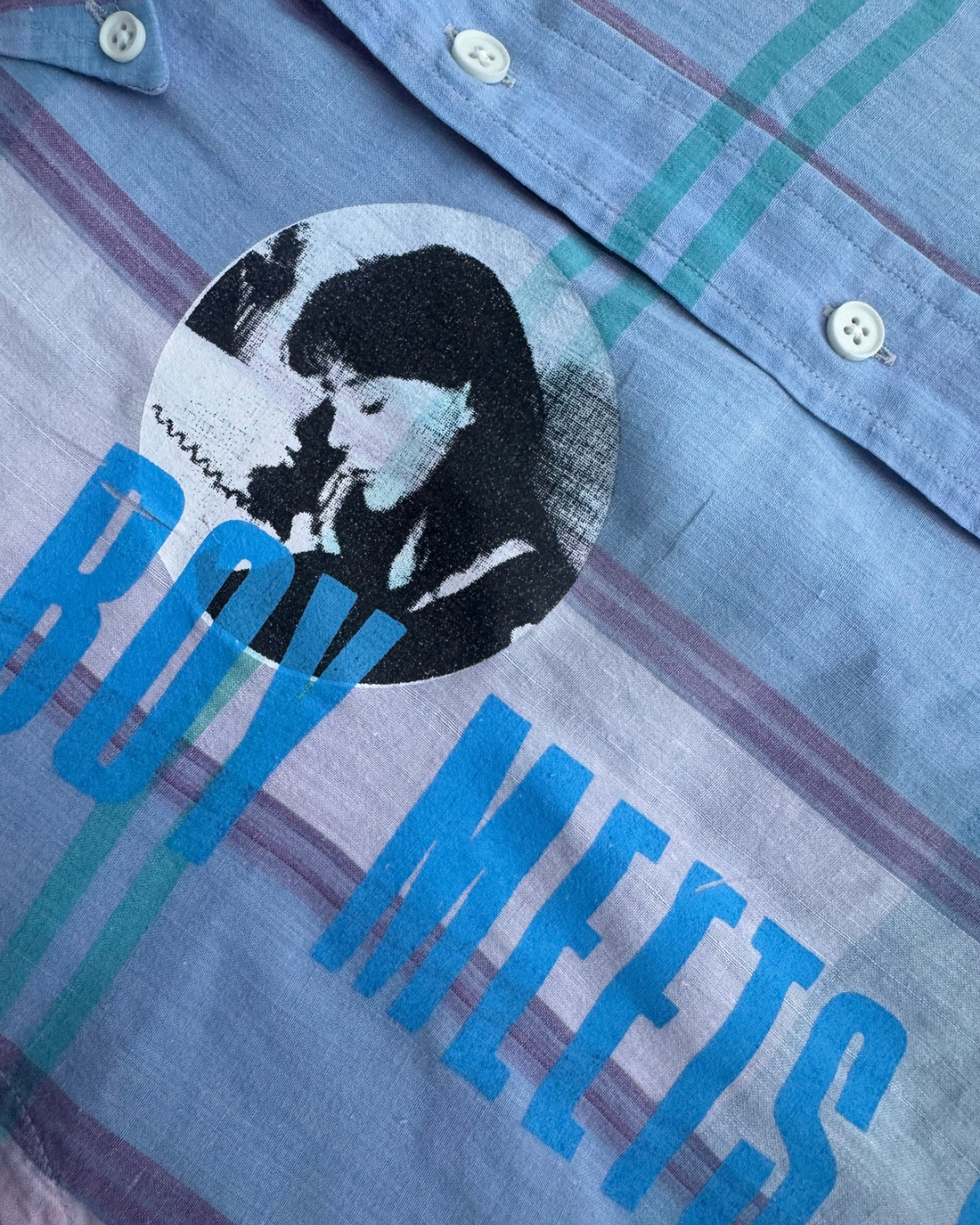 【BOY MEETS GIRL】B.D Check Shirt (Title&Words/Vinyl)/BLUE×PINK【ONE&ONLY/one-off】