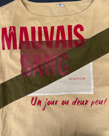 【MAUVAIS SANG】Sleeveless Shirt (Title&Run/Words)/BEIGE/【ONE&ONLY/one-off】