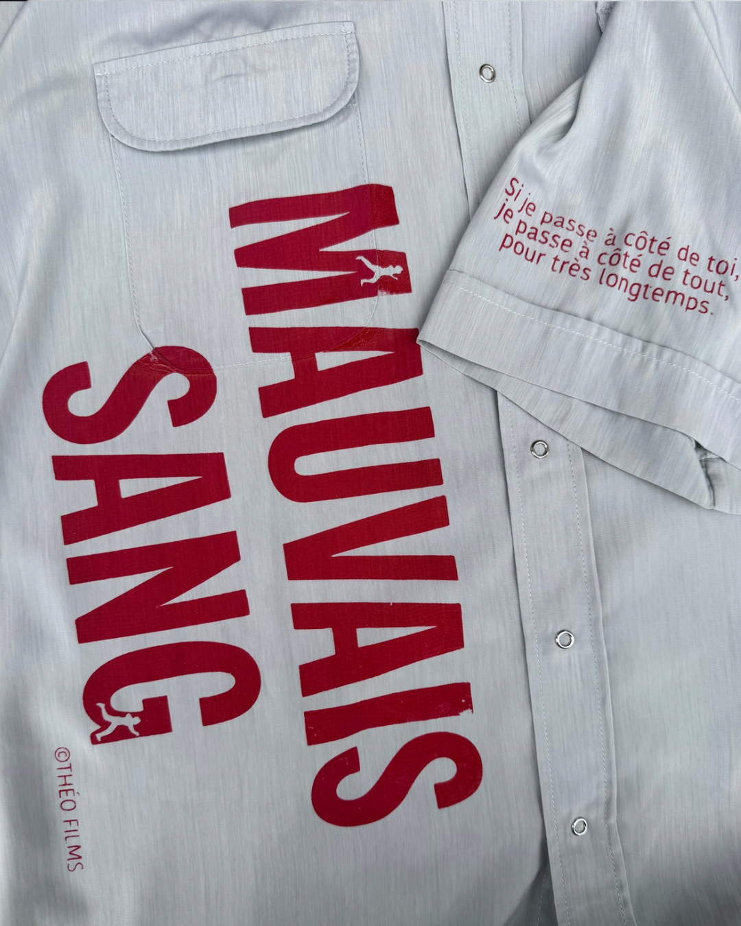 【MAUVAIS SANG】Short-sleeved Shirt (Title&Run/Words)/PALE GREEN/【ONE&ONLY/one-off】