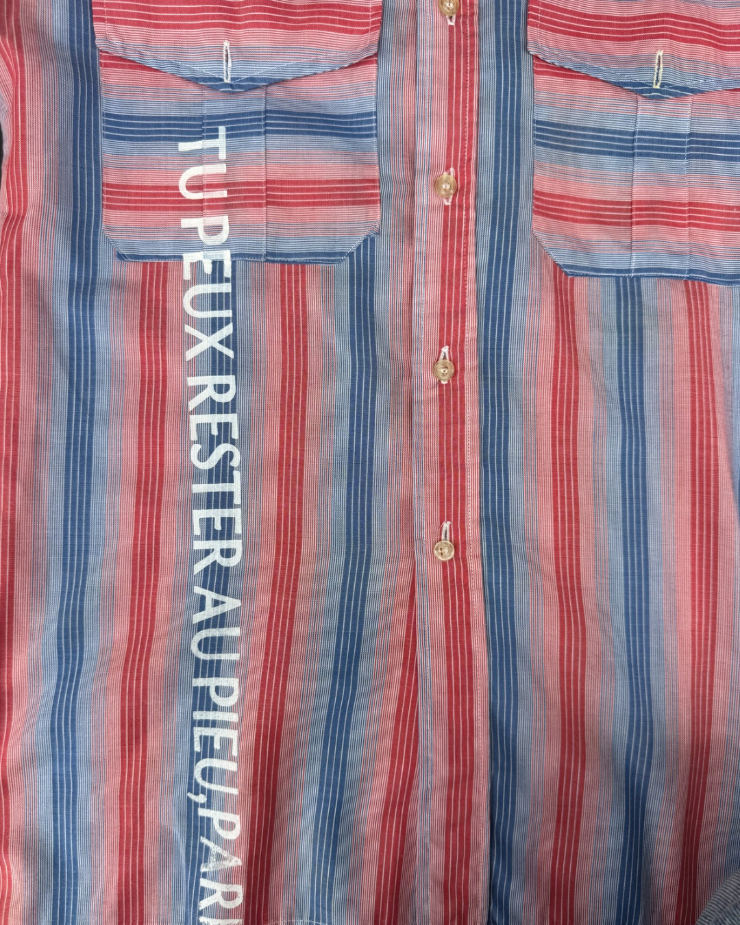 【Les Amants du Pont-Neuf】Multicolor Stripe Shirt(Title&/Letter/Words)/PINK × BLUE × RED ST【ONE&ONLY/one-off】