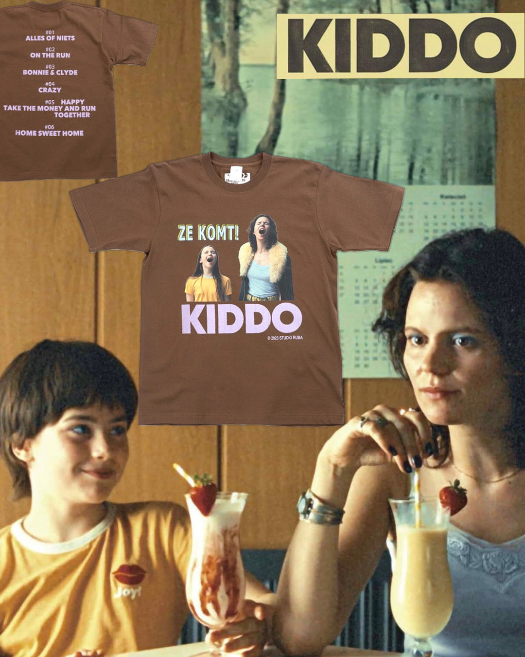 【KIDDO】ZE KOMT! T-shirt/BROWN【SCENE0】