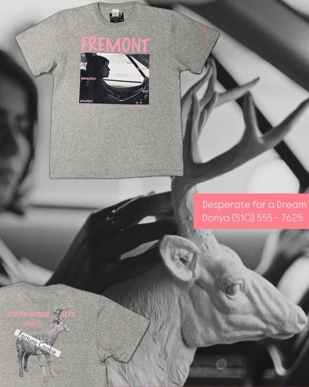 【FREMONT】Coffee and Deer...Let's T-shirt(Donya's Drive ver.)/GRAY【SCENE0】