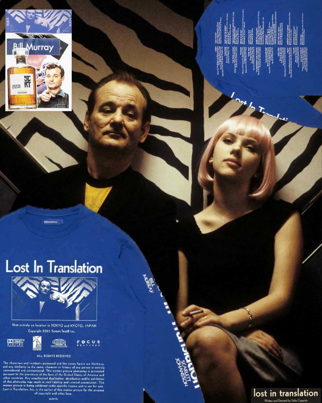 【Lost In Translation】Credits Longsleeve T-shirt w)Sticker Set/BLUE【SCRT】