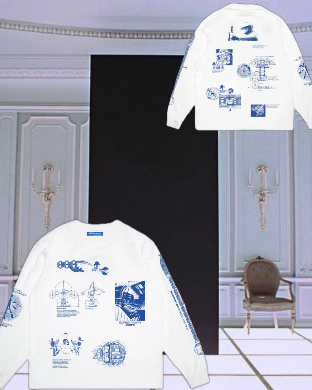 【2001:A Space Odyssey】Blueprint Longsleeve T-shirt/WHITE【SCRT】