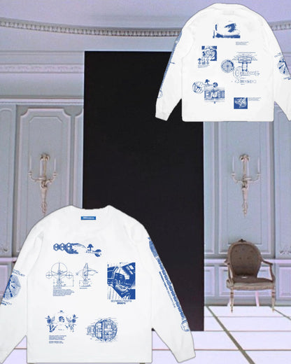 【2001:A Space Odyssey】Blueprint Longsleeve T-shirt/WHITE【SCRT】