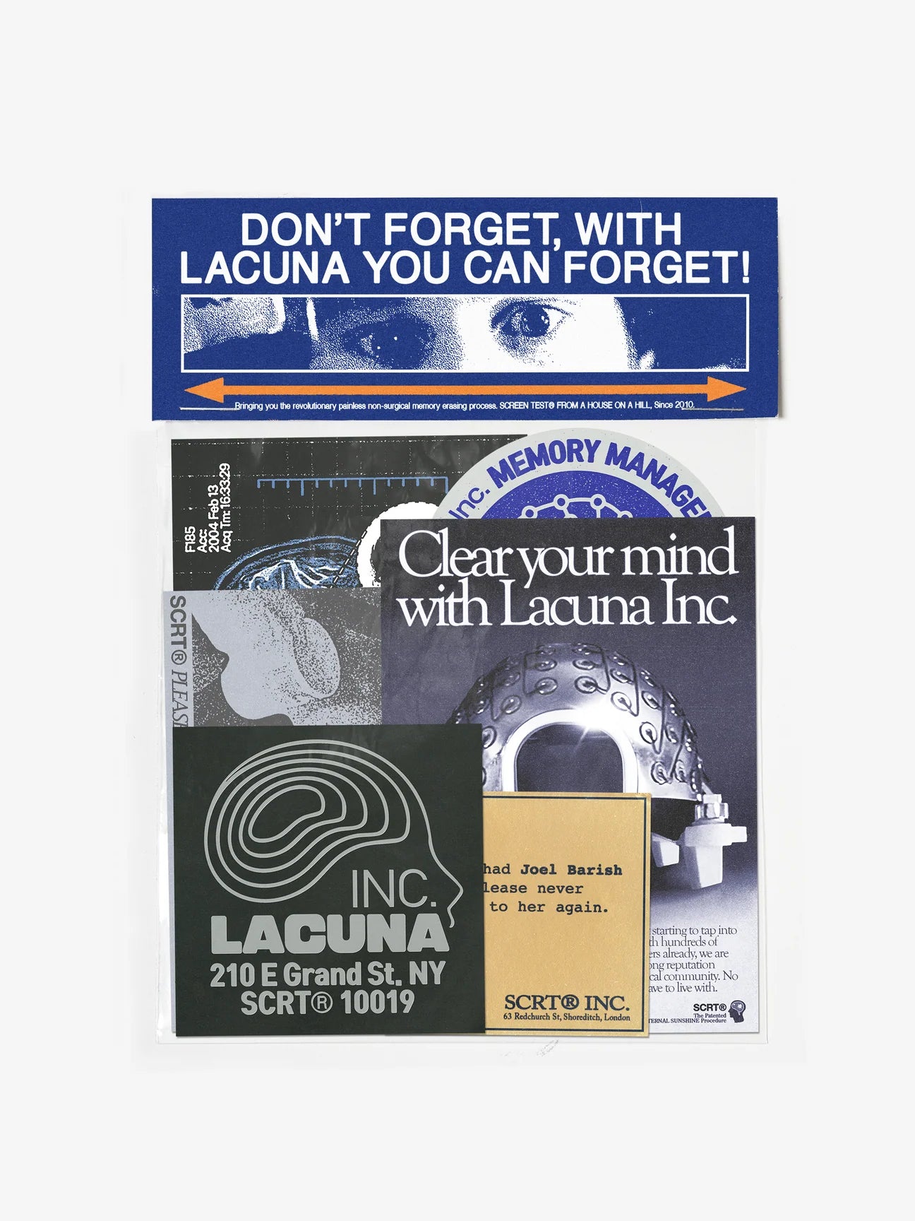 【Eternal Sunshine of the Spotless Mind】Meet Me in Montauk Hoodie w)Sticker set/BLUE【SCRT】