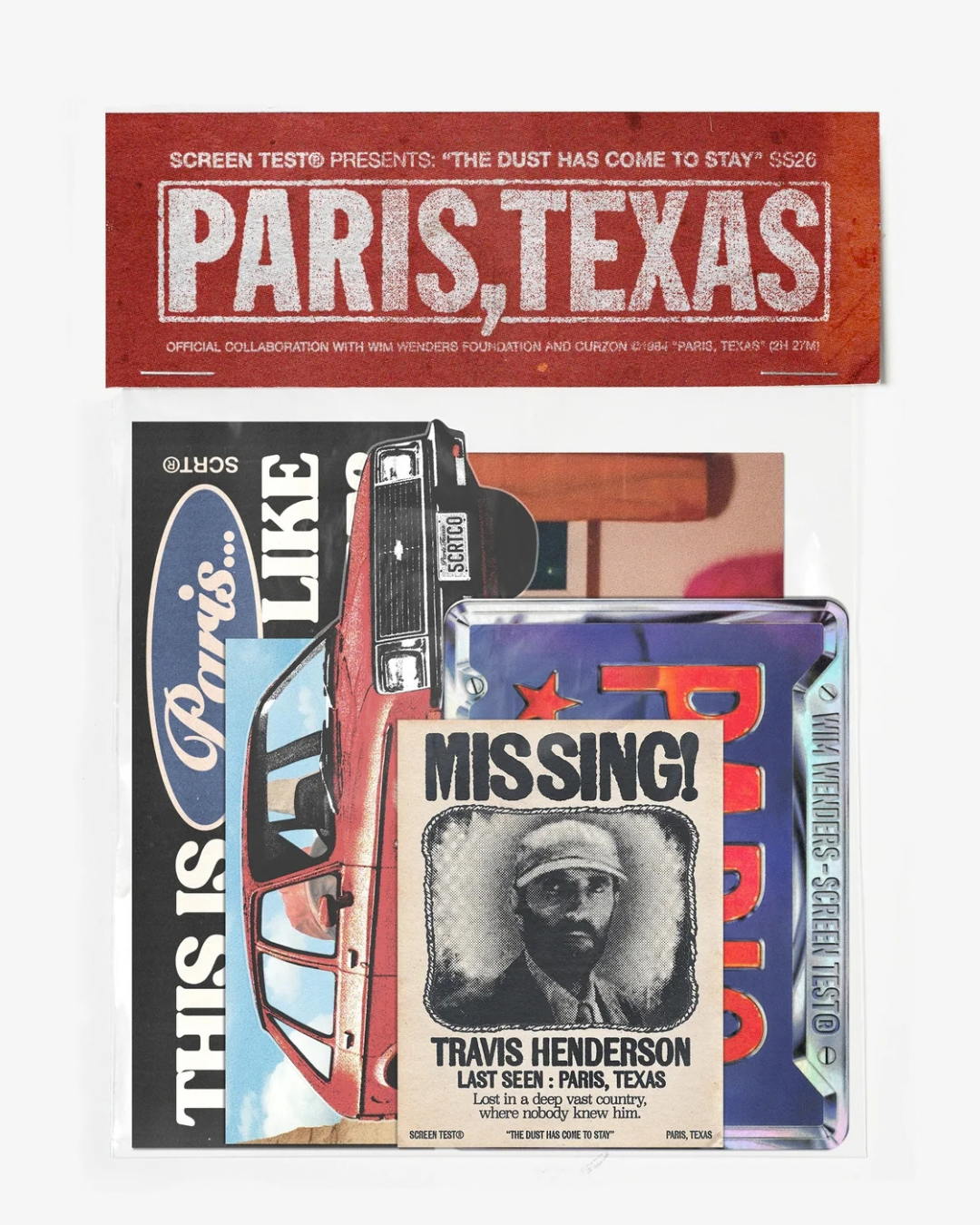 【PARIS,TEXAS】Hunter Shirt & Sticker Set/ GREY STRIPE "Offilial"【SCRT】